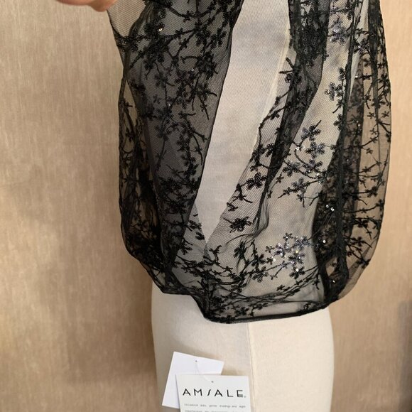 Amsale Black Lace Shrug / Bridal Topper - Wedding Accessory - Size 14 - Picture 7 of 9